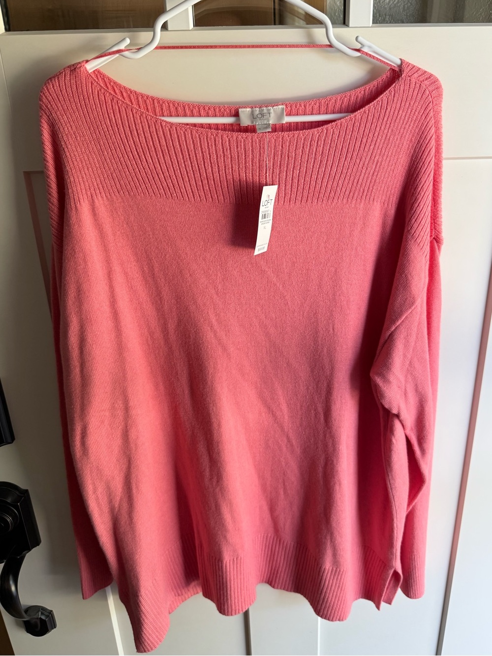 LOFT Women's Pink Boatneck Tunic Sweater